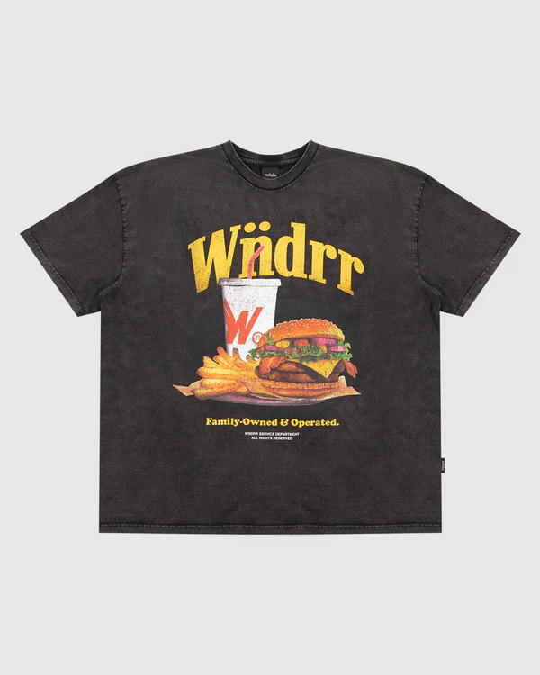 WNDRR WITH FRIES VINTAGE FIT TEE - WASHED BLACK - Image 5