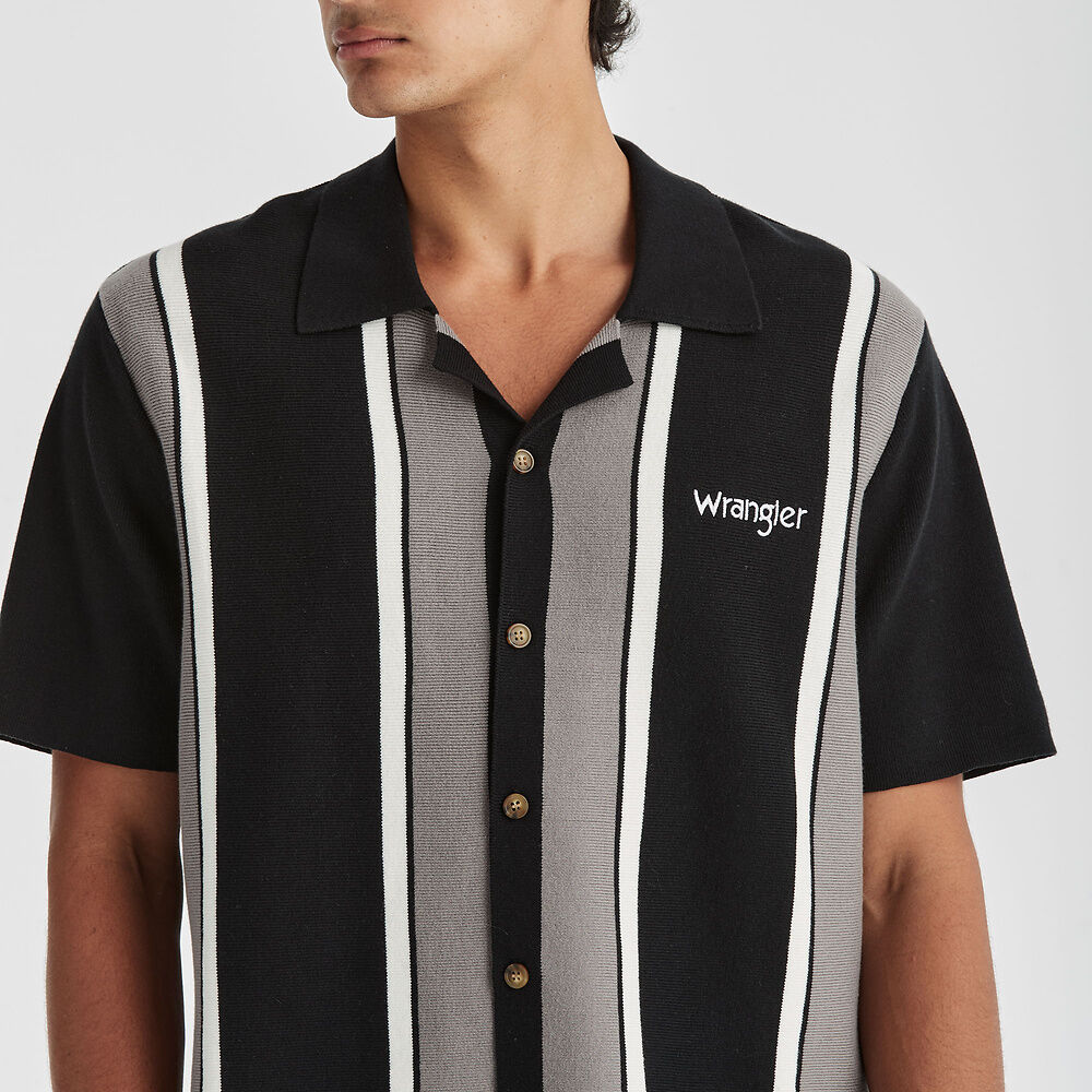 WRANGLER 902431 Dickie Stripe Shirt - Greyscale YA9 - Image 2