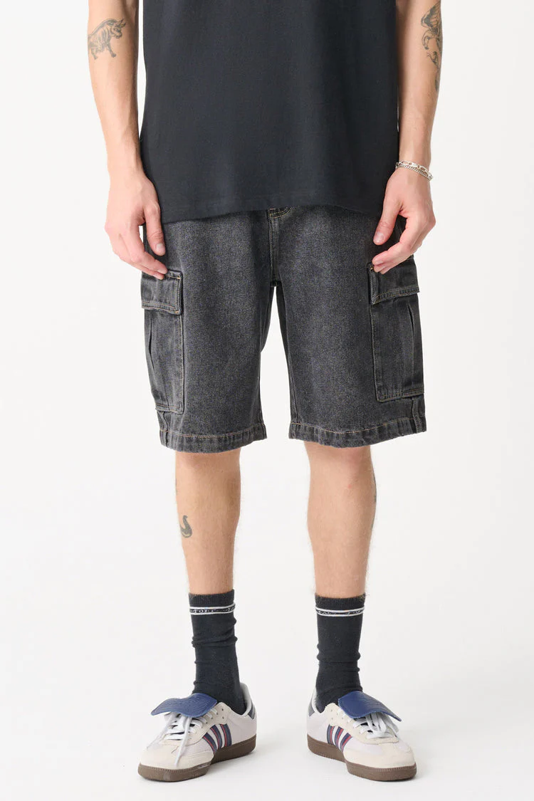 XLARGE Baggy Cargo Denim 91 Short - Washed Black